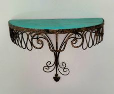 Antique french wrought iron wall shelf