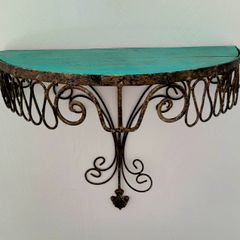 Antique french wrought iron wall shelf