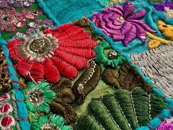 Pair of Handmade Indian Patchwork Embroidered Cushion Covers
