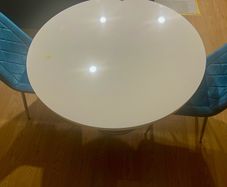 Large Kitchen Table - Jumbo Chrome Pod - High Gloss White