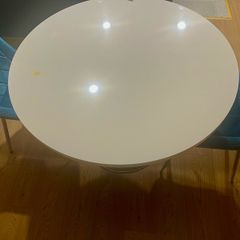 Large Kitchen Table - Jumbo Chrome Pod - High Gloss White