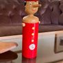 Vintage Tall Wooden Pinocchio Coin Bank with Lock and Keys Red Hand Painted Italy 29 cm Image 2