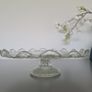 VINTAGE Cake Stand in clear glass with a glass pedestal base. Image 3