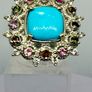 Sleeping Beauty Turquoise, White Zircon Multi-Tourmaline Cosmo Ring Image 3