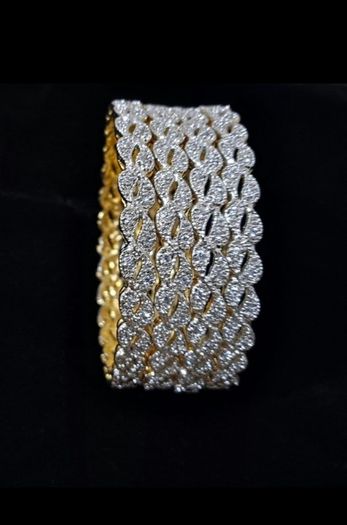 Double tone 4 bangles - Zircon - New