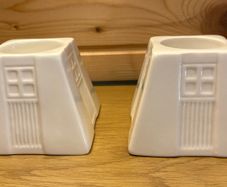Pair of Belleek Living "Inspired" Porcelain Votive Tealight Candle Holders Art Deco Style