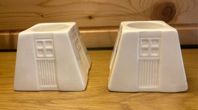 Pair of Belleek Living "Inspired" Porcelain Votive Tealight Candle Holders Art Deco Style