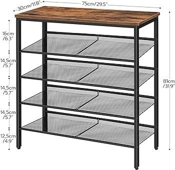 NEW SALE | Shoe Rack, 5-Tier Shoe Organizer, Shoe Storage Rack for 16-20 Pairs, Adjustable Mesh Shelves, Shoe Storage Unit for Entryway, Metal Frame, Sturdy, Industrial, Rustic Brown