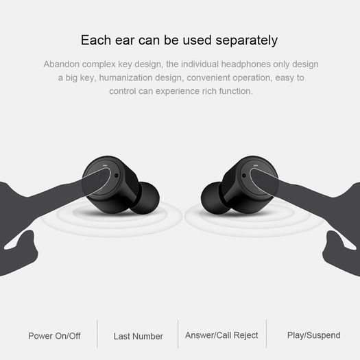 Pair Mini Twins True Wireless Bluetooth V4.2 Headphones Stereo Earphones Sport Running Headset Super Bass Earbuds With Mic