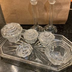 Art Deco crystal dressing table set 1940s
