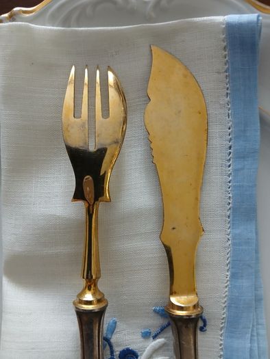 Antique French Silver Plated Knife and Fork