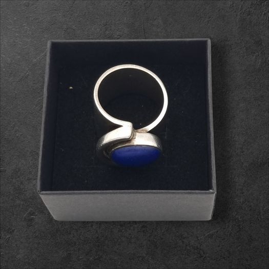Signed Chunky Sterling Silver Lapis Lazuli Ring