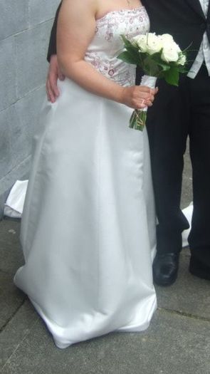 Wedding dress with red detail
