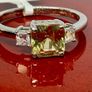 Diamond 950 Platinum AAA Turkizite & Diamond Trilogy Ring Image 3