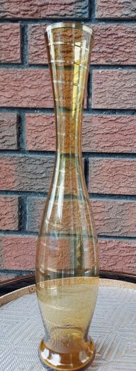 Vintage Pair of Amber Glass Vases