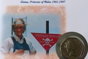 Lady Diana Angola Landmines BUNC Rare higher value year 1993 50p coin stamp cover