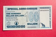 Zimbabwe 100 Billion Dollars. 2008.  PICK 64  SPECIAL AGRO - CHEQUE  UNC Verified Under Uv Light )