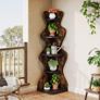 5 Tier Corner Shelf, Wooden Corner Bookcase, Freestanding Display Storage Shelf, Plant Stand for Living Room, Bedroom & Small Spaces Image 2