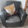 Natuzzi Black Leather 3 Seater Sofa + 2 Armchairs Image 2