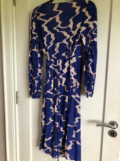 Blue Pattern Wrap Dress with Matching Slip