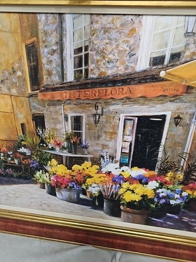 Framed 'Flower Shop" by artist Jan McLaughlin