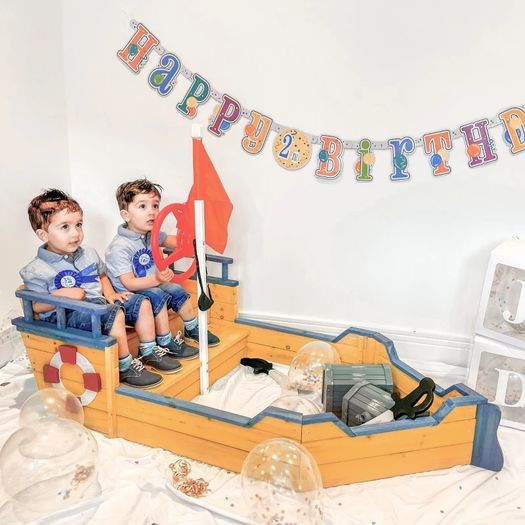 Wooden Sandpit Children Sandbox Pirate Ship Sandboat Outdoor Backyard Playset Play Station (FREE SHIPPING)