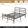 King Size Bed Frame with Curved Headboard and Footboard 150x200 cm, Black King Size Platform Bed with Heavy Metal Slats for Stable Support, No Box Spring Needed, Noise Free, Easy Assembly Image 3