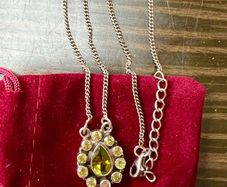 Sterling Silver Green Gemstone necklace with pendant
