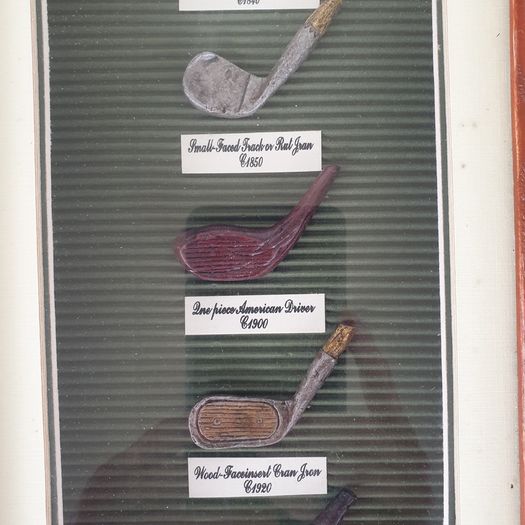 Golf club shadow box picture with replica clubs