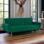 Luxury Velvet Sofa Bed with Golden Legs green Image 3