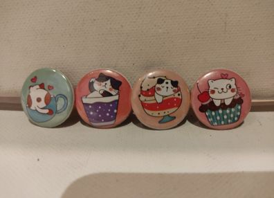 Cat Button Badges Cute 25mm
