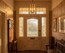 Panelled glass solid brass lantern