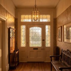 Panelled glass solid brass lantern
