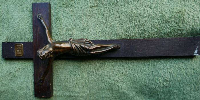 Vintage Germany 14,5"  Large  Wood Crucifix Cross