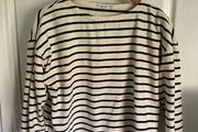 Stradivarius ladies cream and black striped top