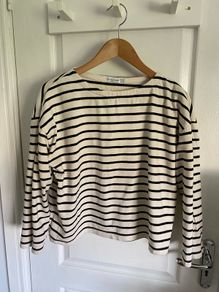 Stradivarius ladies cream and black striped top
