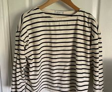 Stradivarius ladies cream and black striped top