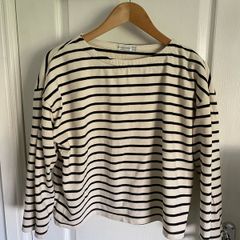 Stradivarius ladies cream and black striped top