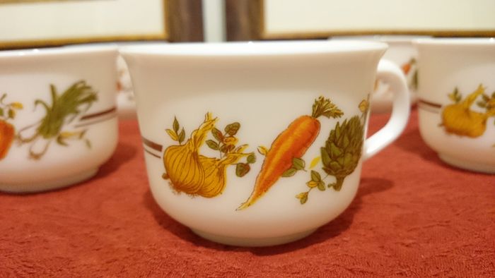 5 Piece Arcopal France Colorful Milk Glass Tea Cups