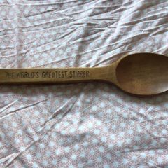 Decorative  wall hanging ex Large wooden spoon " The worlds greatest Stirrer "