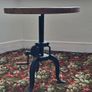 Pair of Industrial Cast Iron & Distressed Wood Crank Tables (Adjustable Height) Image 2