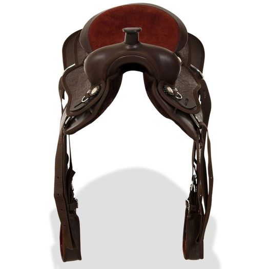 Western Saddle, Headstall&Breast Collar Real Leather Brown