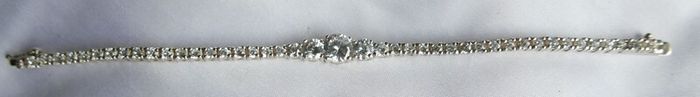 Vintage Sterling Silver 925 Tennis Bracelet  Cubic Zirconia Graduated Flexible Bangle Bracelet 16,7g