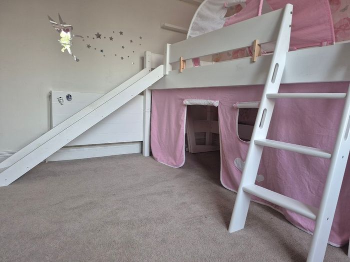 Mid sleeper bed with slide