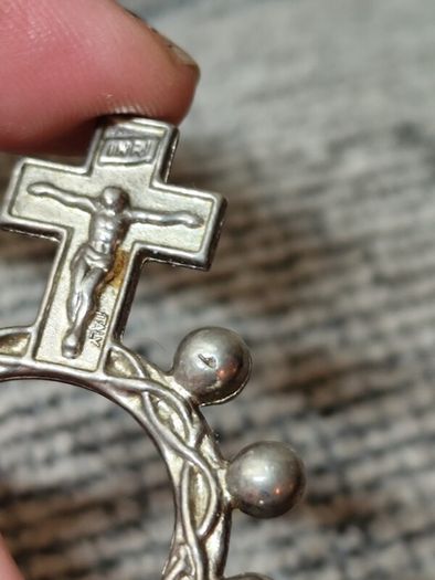 Vintage Italian Silver Rosary Ring / Decade Finger Rosary