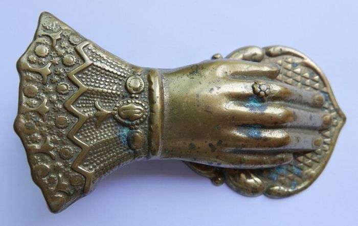 Vintage Brass Hand Paper Clip , Victorian Lady Hand Desk Clip