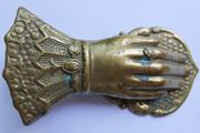 Vintage Brass Hand Paper Clip , Victorian Lady Hand Desk Clip