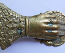 Vintage Brass Hand Paper Clip , Victorian Lady Hand Desk Clip