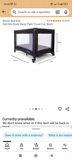 Black travel cot