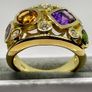 African Amethyst, Multi Gemstones Cluster Ring in 18K Yellow Gold Vermeil Plated Sterling Silver 2.508 Ct. Image 4